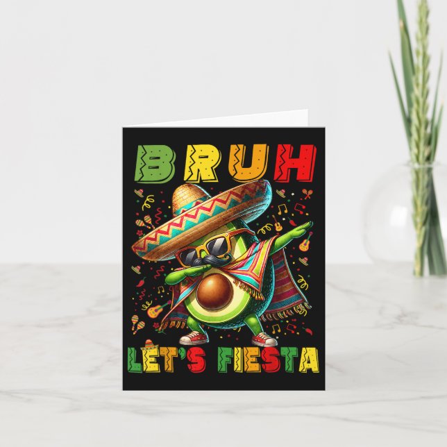 Bruh Dab Avocado Poncho Lets Fiesta Kids Boys Cinc Card (Front)