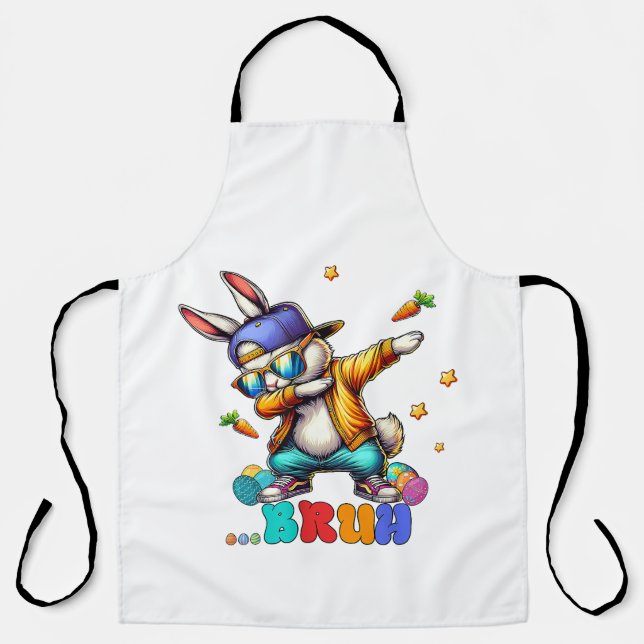 Bruh Dab Bunny Easter Funny Apron (Front)