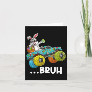 Bruh Dabbing Bunny Happy Easter Monster Truck Love Card