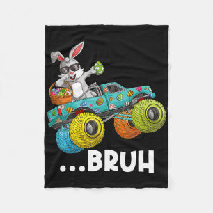 Bruh Dabbing Bunny Happy Easter Monster Truck Love Fleece Blanket