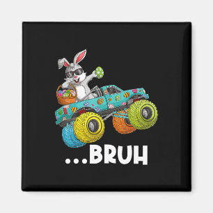 Bruh Dabbing Bunny Happy Easter Monster Truck Love Magnet