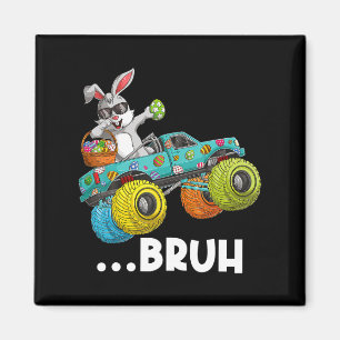 Bruh Dabbing Bunny Happy Easter Monster Truck Love Magnet