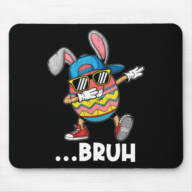 Bruh Dabbing Easter Egg Bunny Cute Dab Dance Boys  Mouse Pad (Front)