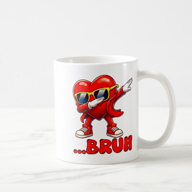 Bruh Dabbing Heart Funny Kids Boys Mens Valentine  Coffee Mug (Right)