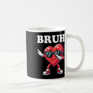 Bruh Dabbing Heart Funny Kids Boys Mens Valentine Coffee Mug