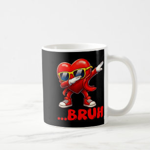 Bruh Dabbing Heart Funny Kids Boys Mens Valentine  Coffee Mug