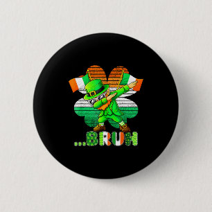 Bruh dabbing leprechaun funny kids boys mens st 6 cm round badge