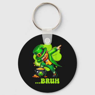 Bruh dabbing leprechaun funny kids boys mens st key ring