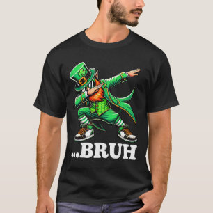 Bruh Dabbing Leprechaun Funny Meme Kids Boys St Pa T-Shirt