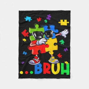 Bruh Dabbing Puzzle Autism Awareness Teens Boys Ki Fleece Blanket