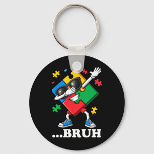 Bruh Dabbing Puzzle Funny Kids Boys Mens Autism  Key Ring