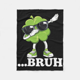 Bruh Dabbing Shamrock Funny Mens Kids Boys St Patr Fleece Blanket