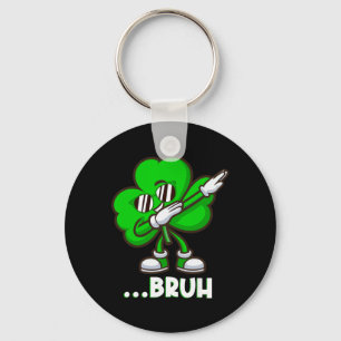 Bruh Dabbing Shamrock - Funny St Patricks Day Teen Key Ring