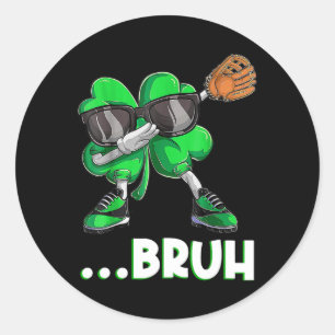 Bruh Dabbing Shamrock Sell St Patricks Day Men Boy Classic Round Sticker