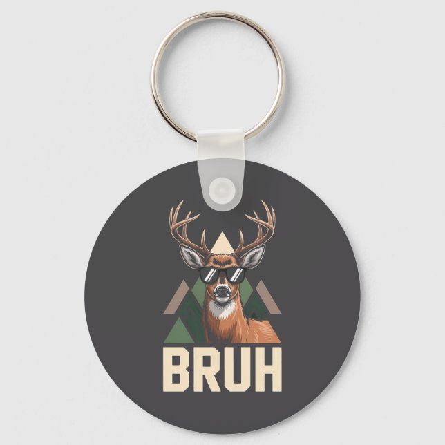 Bruh Deer Funny Deer Hunting Camo Hat Youth Kids S Key Ring (Front)