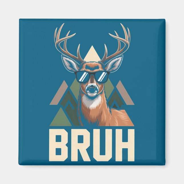 Bruh Deer Funny Deer Hunting Camo Hat Youth Kids S Magnet (Front)