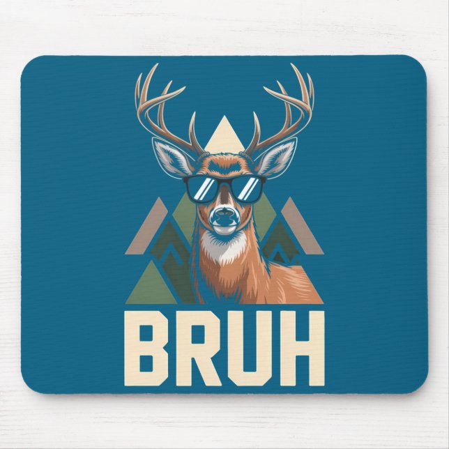 Bruh Deer Funny Deer Hunting Camo Hat Youth Kids S Mouse Pad (Front)