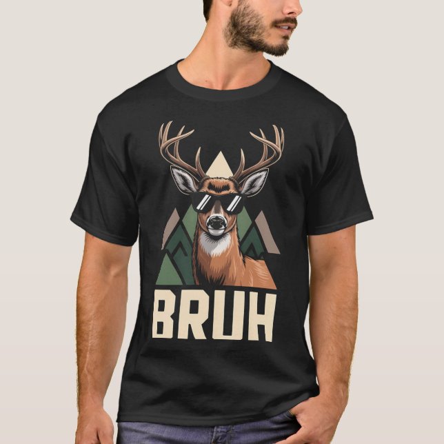 Bruh Deer Funny Deer Hunting Camo Hat Youth Kids S T-Shirt (Front)