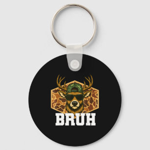 Bruh Deer Funny Deer Hunting Camo Hat Youth Teens Key Ring
