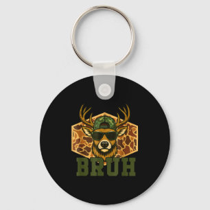 Bruh Deer Funny Deer Hunting Camo Hat Youth Teens  Key Ring