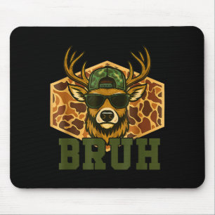 Bruh Deer Funny Deer Hunting Camo Hat Youth Teens Mouse Pad