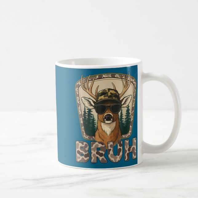 Bruh Deer Hunter Funny Deer Hunting Camo Men Teens Coffee Mug (Right)