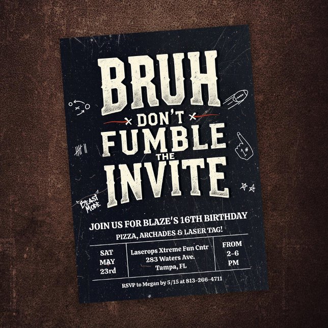 Bruh Don't Fumble the Ball Birthday Invitation (Creator Uploaded)
