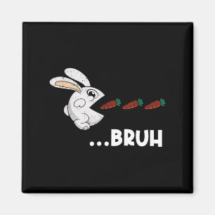 Bruh Easter Bunny Eating Chocolate Carrots Rabbit Magnet