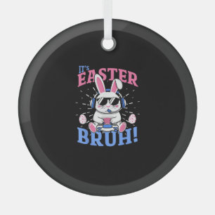 Bruh Easter Bunny Gamer Gaming Video Games Men Boy Glass Tree Decoration