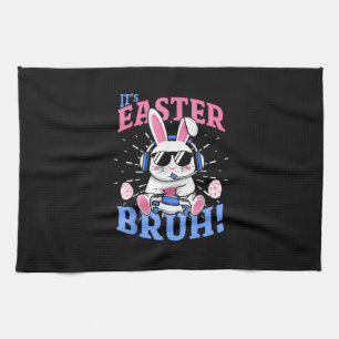 Bruh Easter Bunny Gamer Gaming Video Games Men Boy Tea Towel