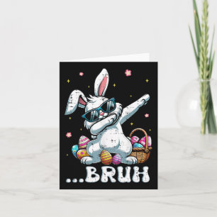 Bruh Easter Dabbing Bunny Rabbit Dance Kids Boys M Card