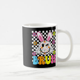 Bruh Easter Day Funny Bunny Eggs Groovy Smile Face Coffee Mug