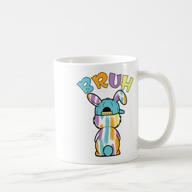 Bruh Easter Day Funny Colourful Rabbit Bunny Easte Coffee Mug (Right)