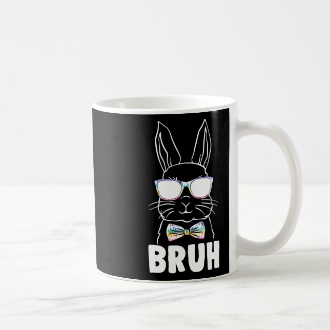 Bruh Easter Day Funny Rabbit Bunny Face Gles Easte Coffee Mug (Right)