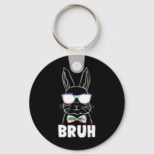 Bruh Easter Day Funny Rabbit Bunny Face Gles Easte Key Ring