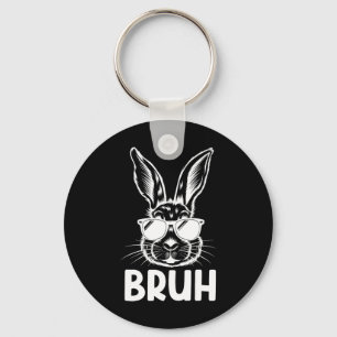 Bruh Easter Day Funny Rabbit Bunny Face Gles Easte Key Ring