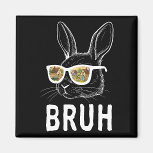 Bruh Easter Day Funny Rabbit Bunny Face Gles Easte Magnet
