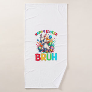 Bruh Easter Eggs Teens Boys Kids Easter Bunny East Bath Towel