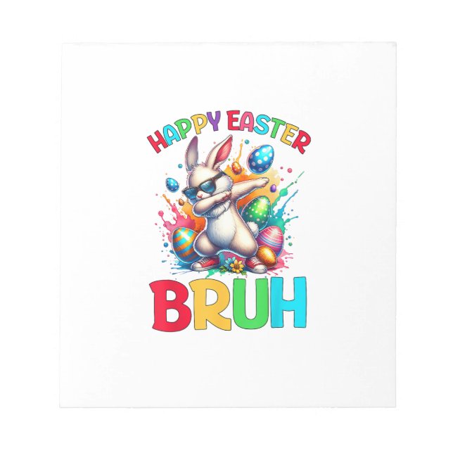 Bruh Easter Eggs Teens Boys Kids Easter Bunny East Notepad (Front)