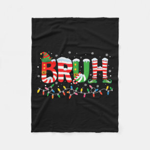 Bruh Elf Squad Merry Christmas Xmas Lights Snowfla Fleece Blanket