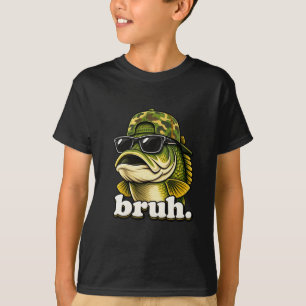 Bruh Fishing Camo Bass Fish Funny Camouflage T-Shirt