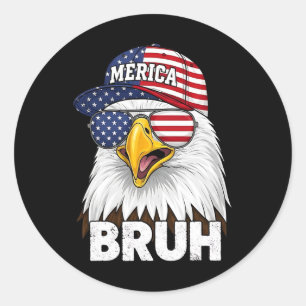 Bruh Fourth 4th Of July Eagle American Patriotic M Classic Round Sticker