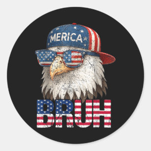 Bruh Fourth 4th Of July Eagle American Patriotic M Classic Round Sticker