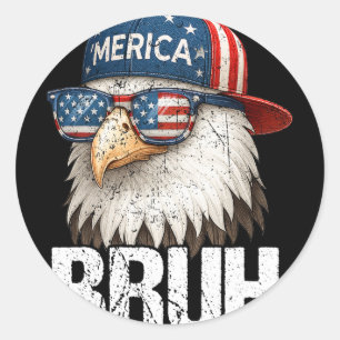 Bruh Fourth 4th Of July Eagle American Patriotic M Classic Round Sticker