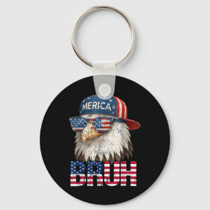 Bruh Fourth 4th Of July Eagle American Patriotic M Key Ring