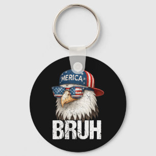 Bruh Fourth 4th Of July Eagle American Patriotic M Key Ring