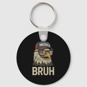 Bruh Fourth 4th Of July Eagle American Patriotic M Key Ring