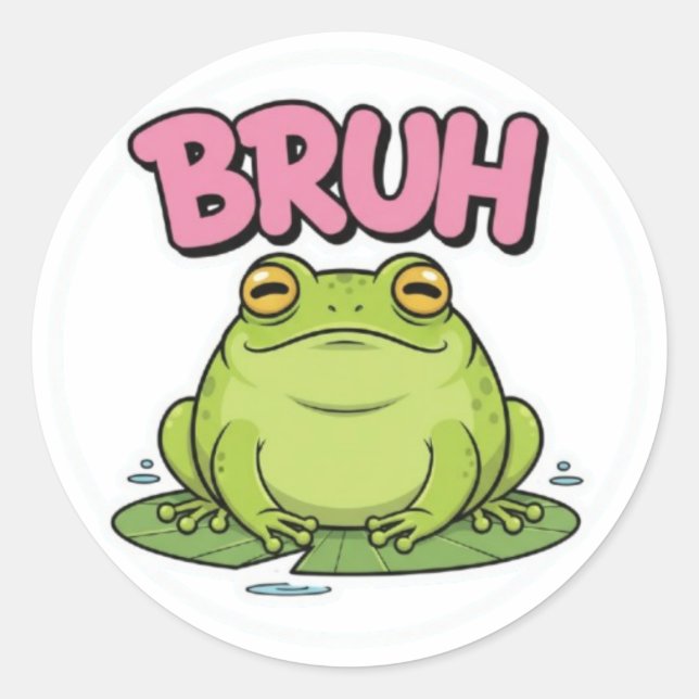 Bruh Frog Sticker Cute Unimpressed Frog Meme Kawai (Front)