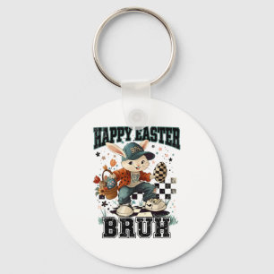 Bruh Funny Bunny Rabbit Loves Eggs Happy Easter Re Key Ring