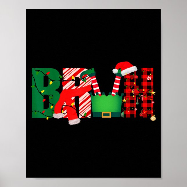 Bruh Funny Christmas For Kids Boys Bruh Xmas Light Poster (Front)